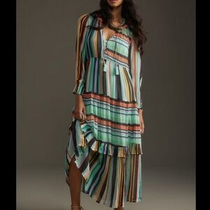 Anthropologie Stripped The Marais Printed Chiffon Maxi Dress